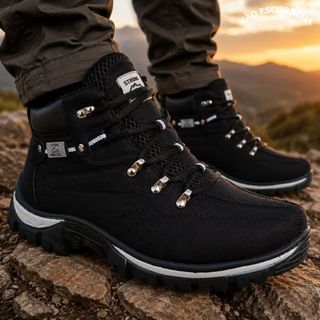 Bota Masculina  Coturno Adventure  Bota Trabalho Lona Reforçada Sola Borracha.