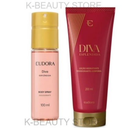 KIT EUDORA Loção Hidratante Desodorante Corporal Diva Esplêndida 200ml + Body Spray Diva Esplêndida 100ml