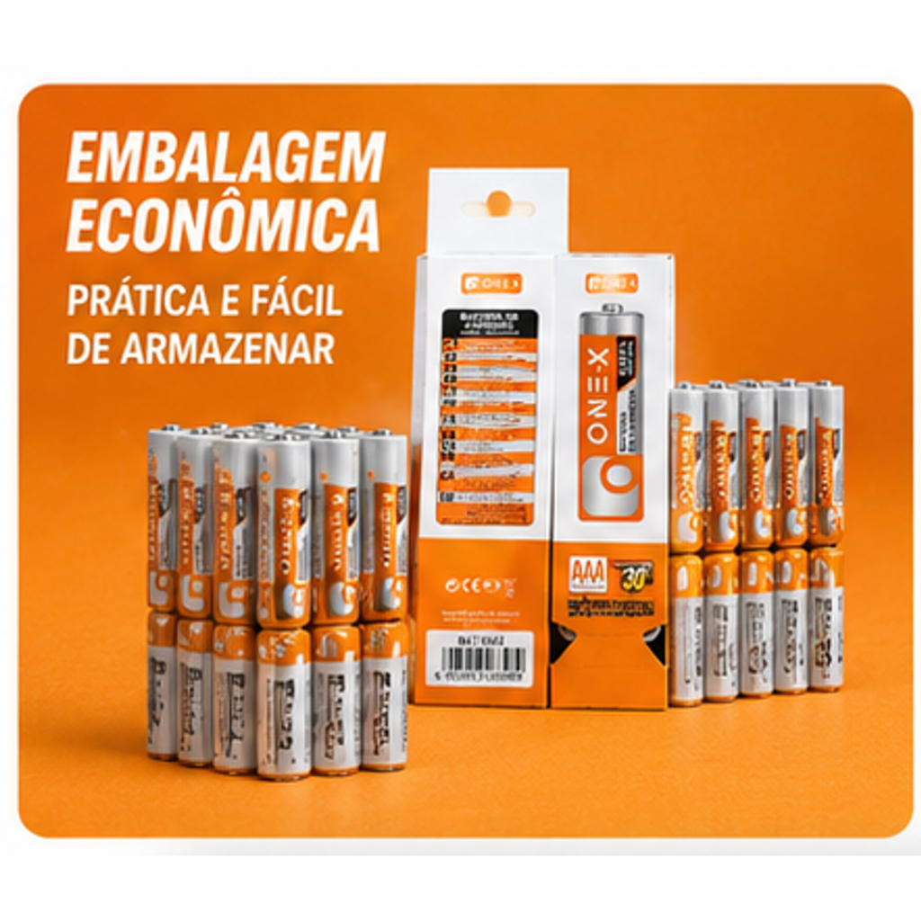 Pilha Palito AAA/AA ONE-X kit 60 pilhas