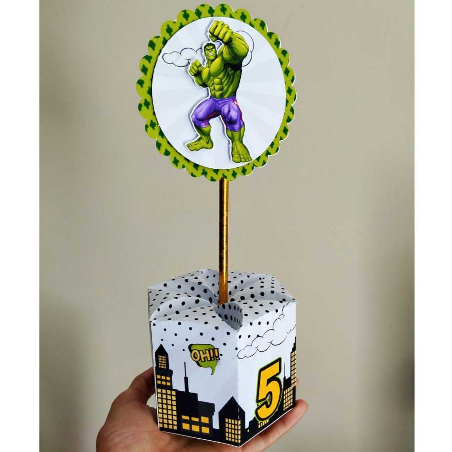 Centro de mesa Hulk , PEGUE E MONTE - lembrancinha HUlk