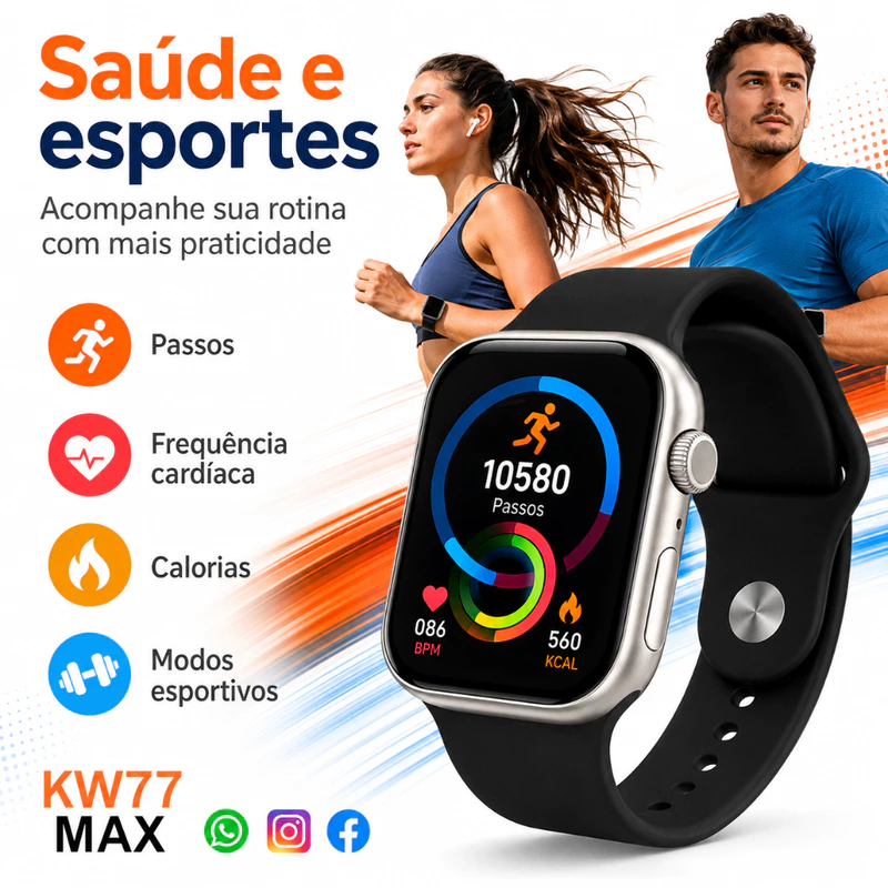 Smartwatch KW77 Max com Fone — foto 6
