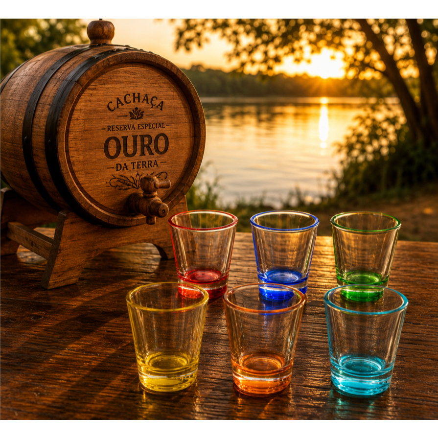 Kit Jogo 6 Copos Para Shot Vidro Coloridos 50ml Pinga Cachaça Tequila
