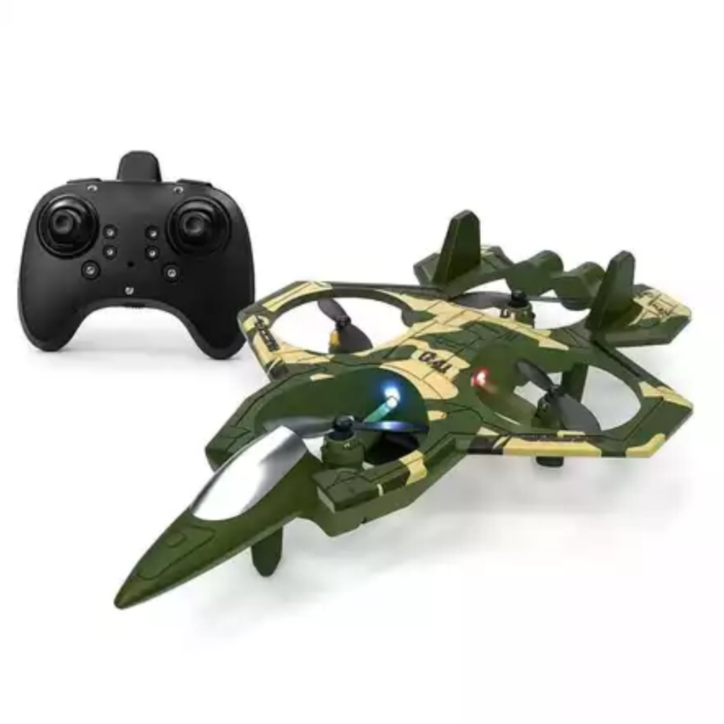 Avião Drone Controle Remoto Giroscópio 4 Eixos 360º Brinquedo Infantil Verde Militar
