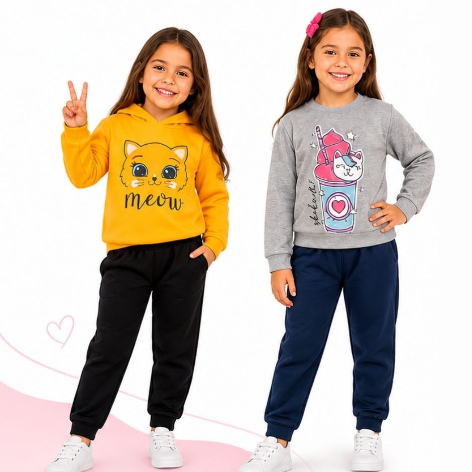 Conjunto Moletom Infantil Menina Roupa Feminino Inverno Bebe Ao Juvenil Tamanho 1 Ao 14 Anos