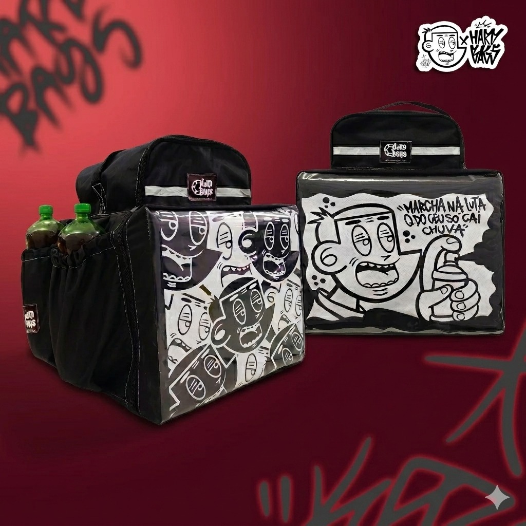 Capa bag delivery mochila aplicativo Kaio Vicio tinta 45 Litros bolsa personalizada entregas