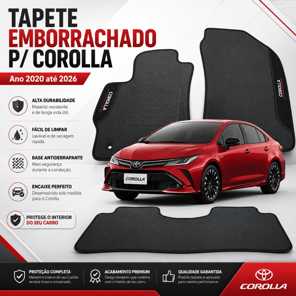 Jogo Tapete Borracha Toyota Corolla Ano 2020 2021 2022 2023 2024 2025 em diante