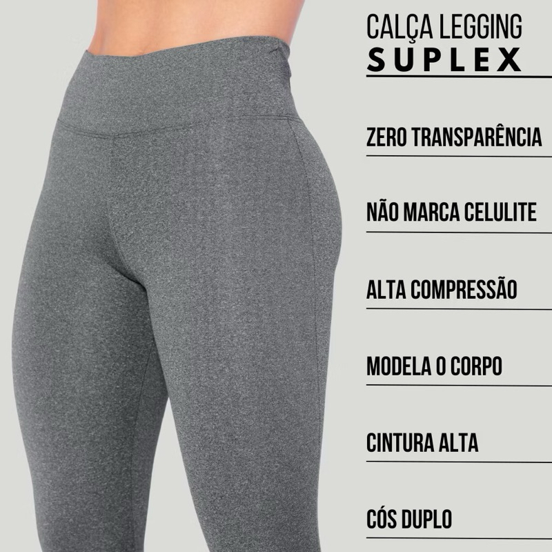 Calça Legging Suplex Cós Alto Zero Transparencia fitness academia dia dia ginástica treino Cross