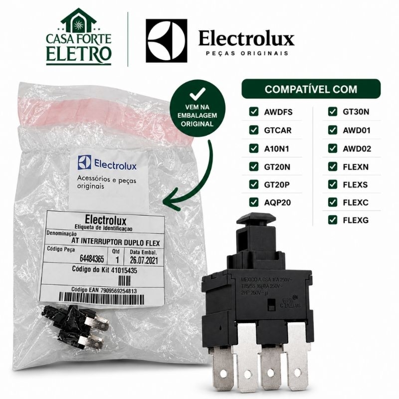 Interruptor Duplo Original Aspirador Electrolux Flex GT20 A10 AWD01
