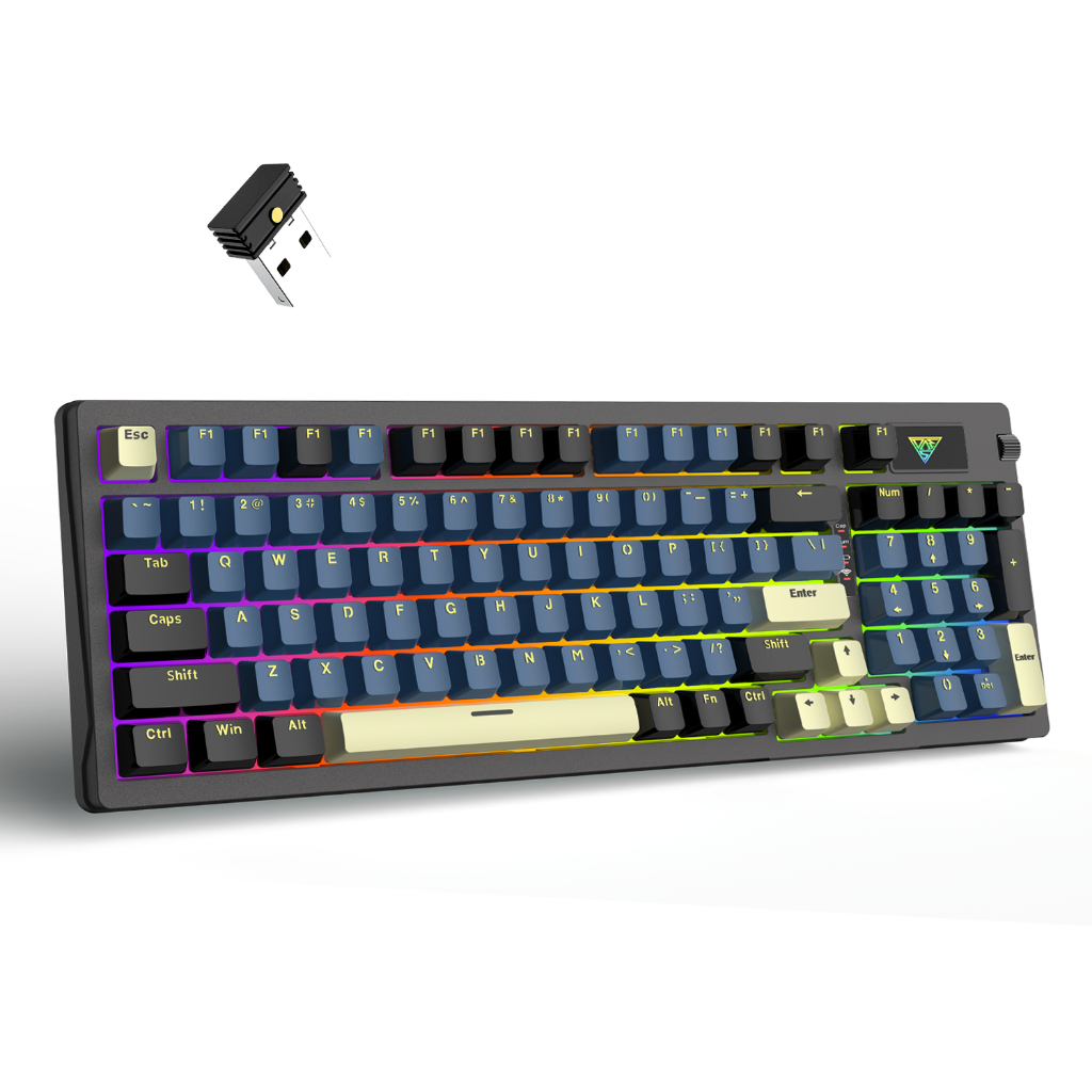 Teclado Mecânico 96 Teclas Tri-Mode RGB Switch Titanium PBT Hot-Swappable ABNT2 Bluetooth 5.0 2.4G USB 4000mAh