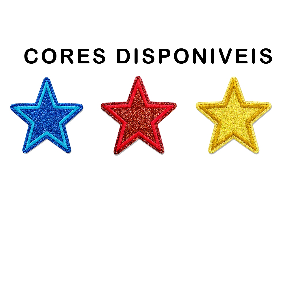 kit 8 estrelas Purpurina Patch Bordado - Termocolante
