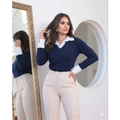 Sobreposição Suéter Camisa Fake/ Estilosos 🤩