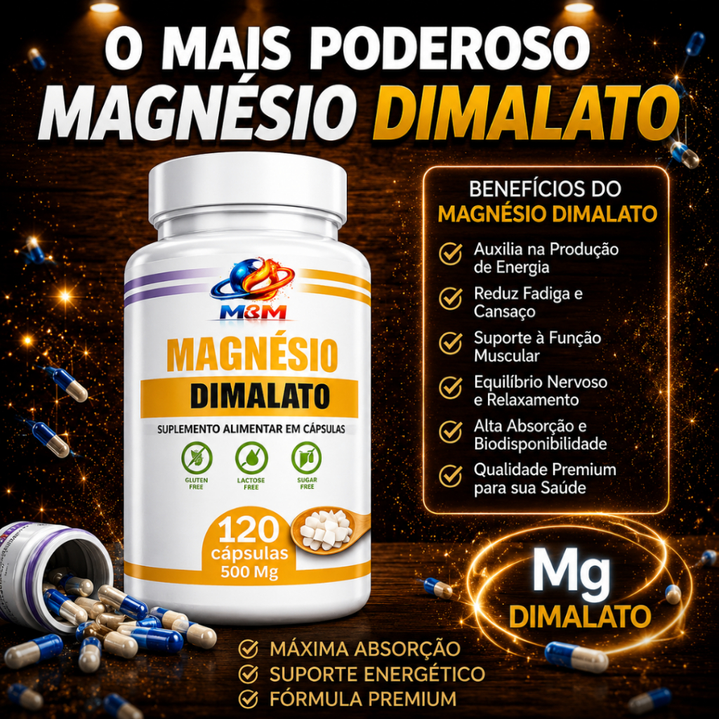 Suplemento de Magnesio Dimalato 120 OU 60 Capsulas 100% Original mais vendido