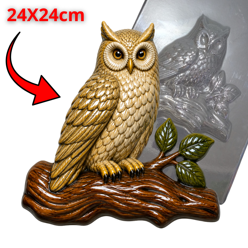 Molde Coruja Decorativa 24x24cm PET 1mm | Forma para Gesso e Cimento | Fácil Desmolde | Fica em Pé