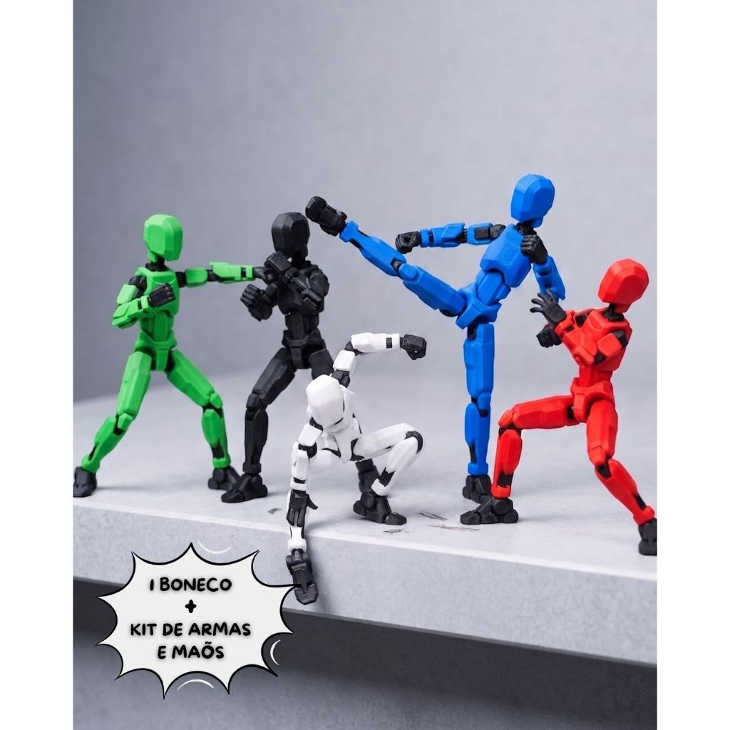 Boneco Dummy Articulado Acessórios Kit Completo Antistress Brinquedo de Montar Ação Impressão 3D