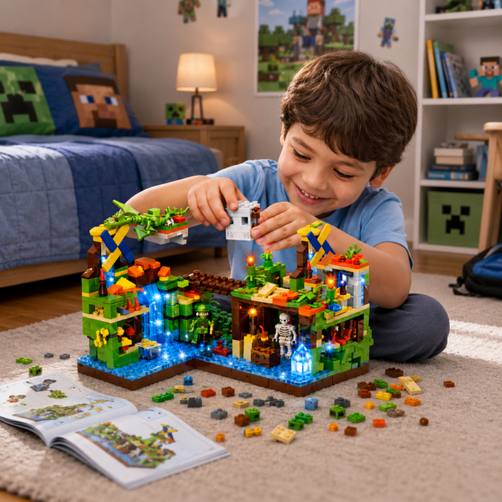 Bloco de Construção 300 / 330 Peças Brinquedo Compatível Lego Minecraft Modelo Montar para Criança / Adulto