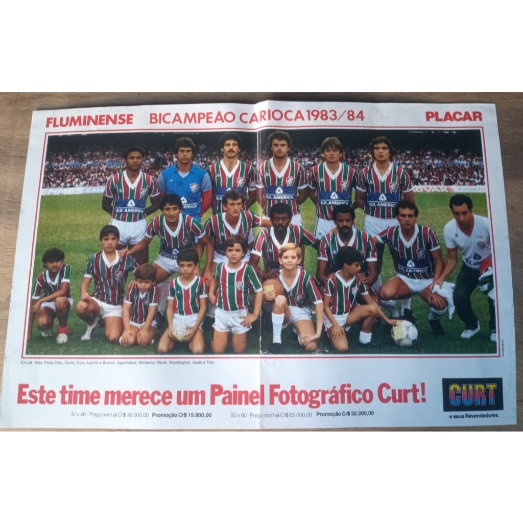 Pôster Placar Original  Fluminense Bicampeão Carioca 1983/84 - Bahia tetracampeão