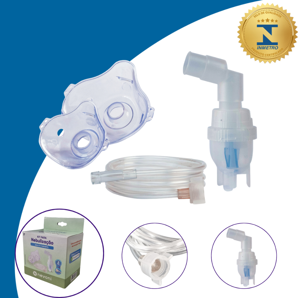 Máscara Nebulizador Branco com Mangueira e Copo | Adulto Infantil Acessório Inalador universal