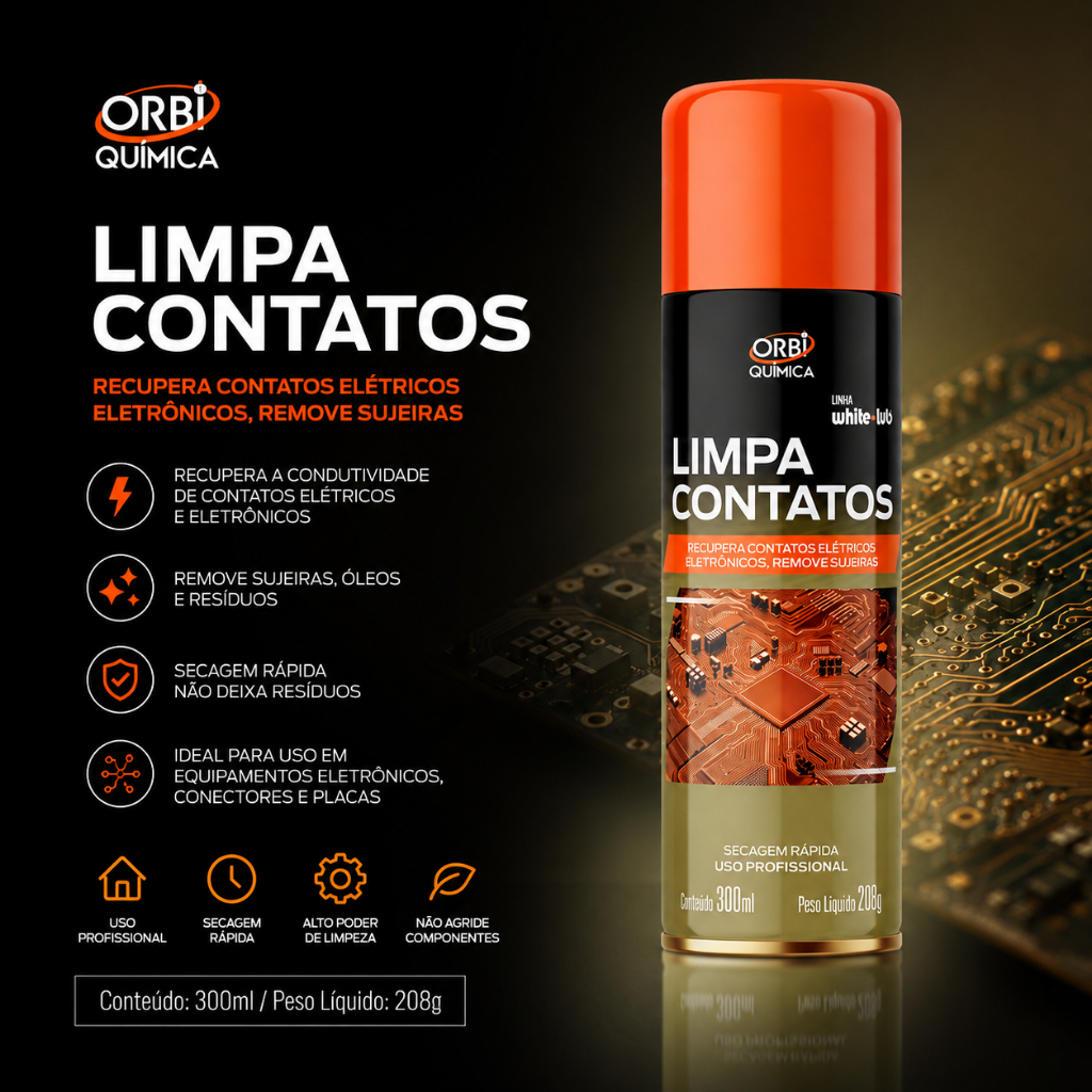 Limpa Contato Elétrico Orbi Química 300ml Secagem Rápida Uso Profissional