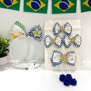 Acessórios para Cabelo Brasil Copa, Tiara, laços, Faixa RN