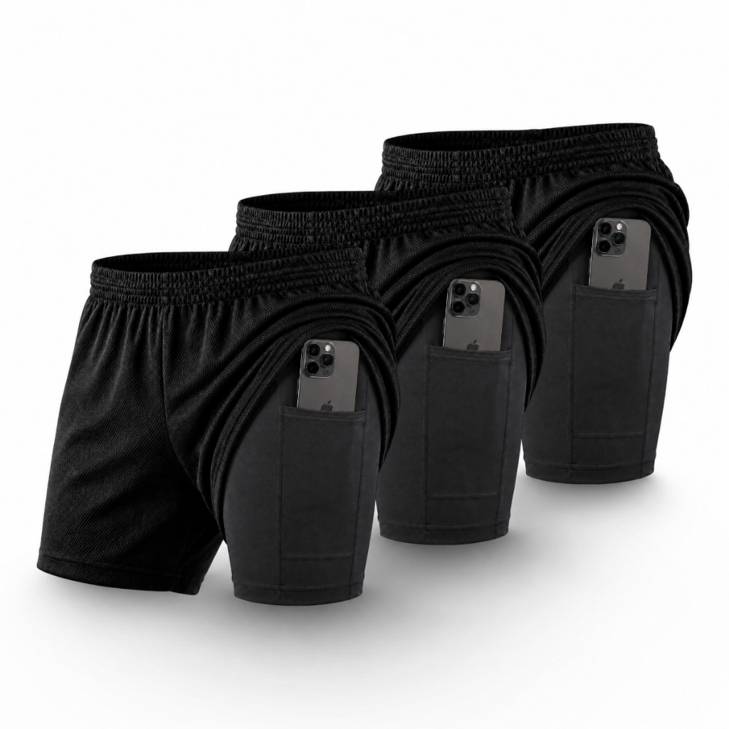 Kit 3 Shorts Bermuda 2 Em 1 Masculina Treino Sem Marcar Confortável