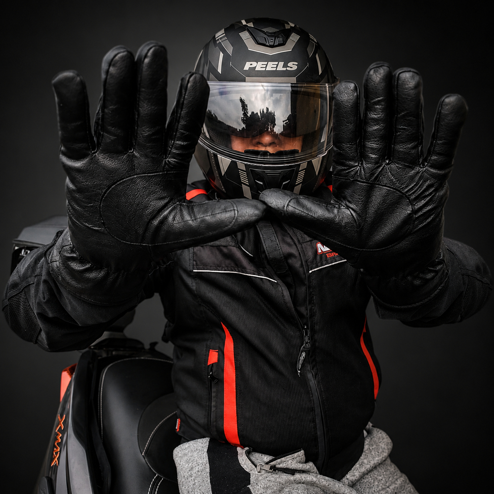 Luva Par Motoqueiro Motocicleta Proteção Contra Frio Manta Térmica Couro Premium