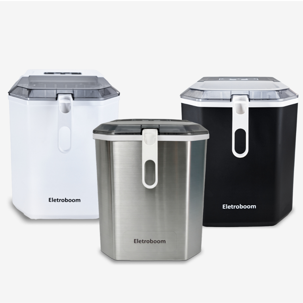 Máquina de Gelo Portátil 12KG Inox Eletroboom 100W Produz Gelo Rápido e Até 12Kg Por Dia