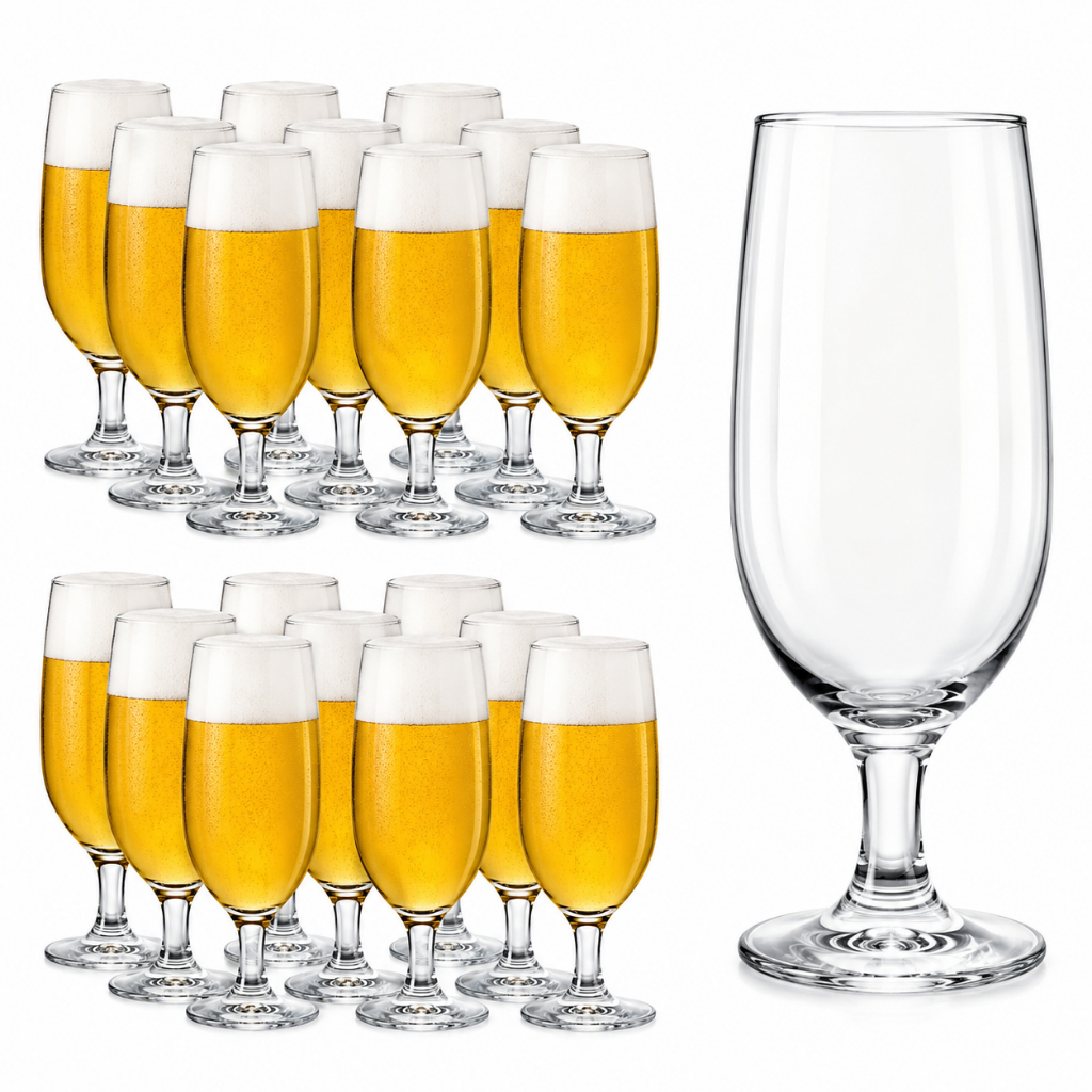 Jogo 6 Taças de Vidro Floripa Nadir  Cerveja Buffet Jantar 300ml