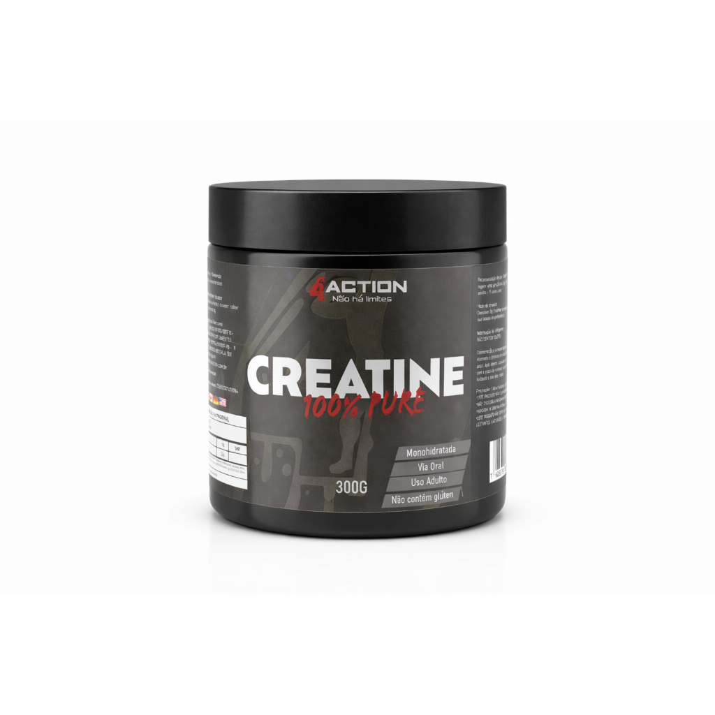 Creatina Monohidratada matéria-prima importada 100% Pura 300g 4Action
