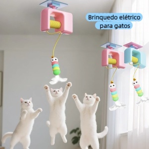 Brinquedo Inteligente para Gatos com Corda Elástica Giratória Elétrica para Pendurar em Portas