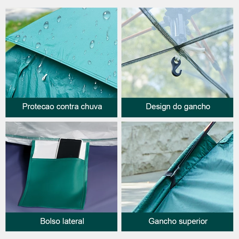 Barraca de Camping Automática para 3-4 Pessoas 215x215x145cm — foto 7