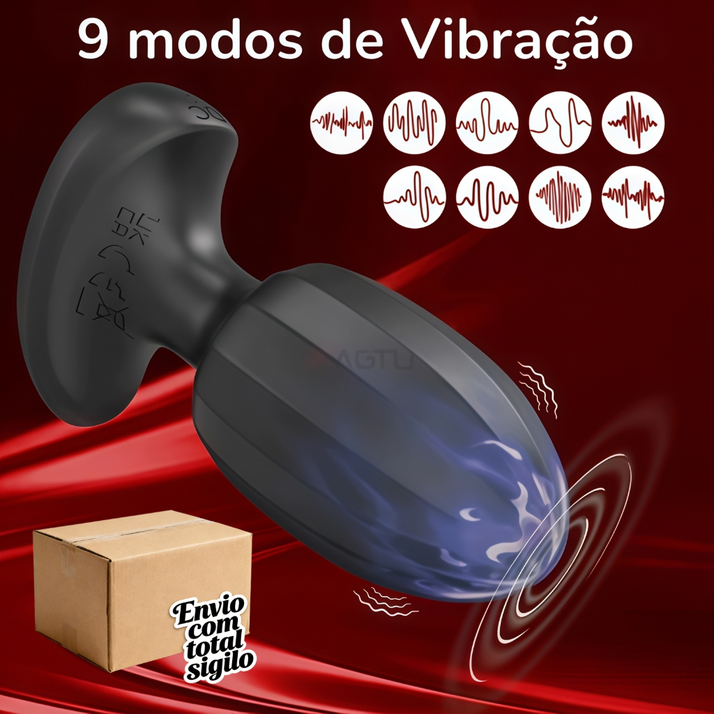Plug Anal Vibrador à Distância em Silicone Macio Recarregável USB