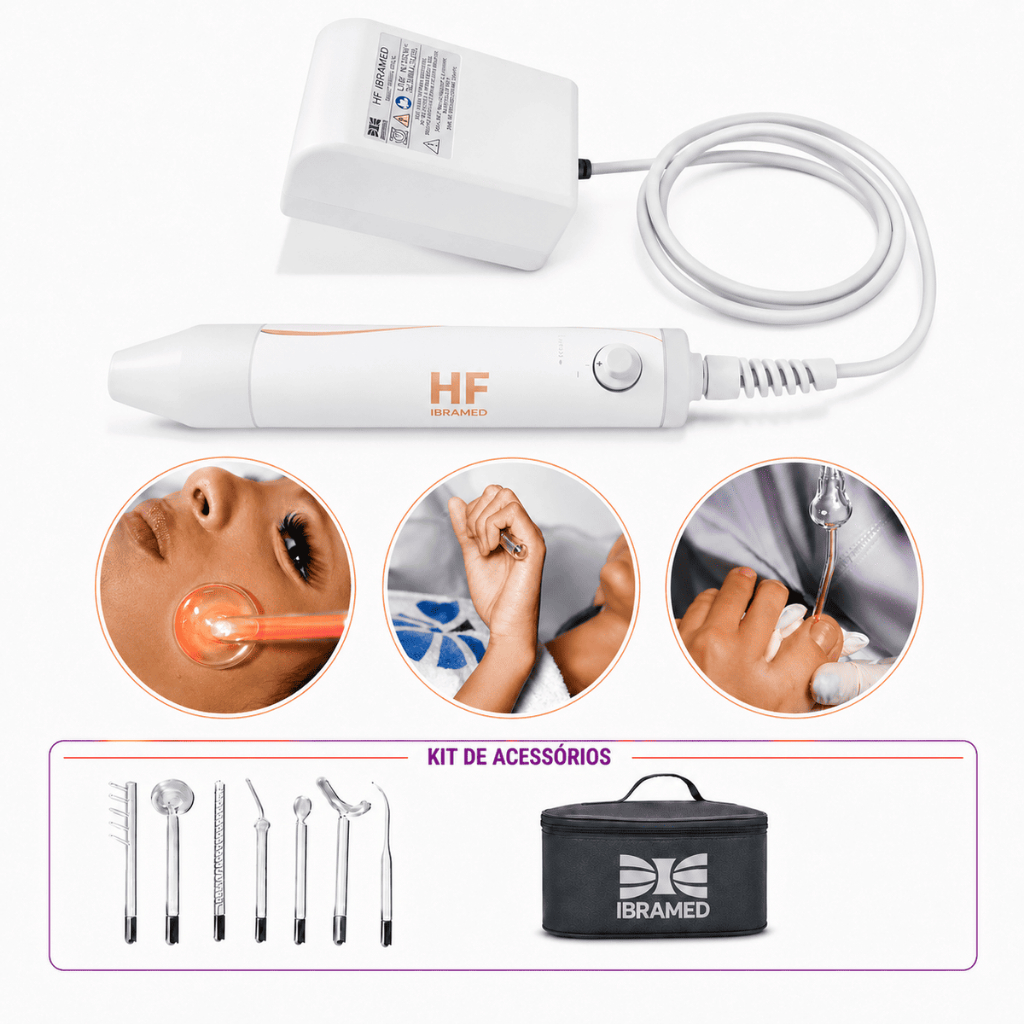 HF Equipamento De Alta Frequência  Portátil + 7 Eletrodos - Ibramed
