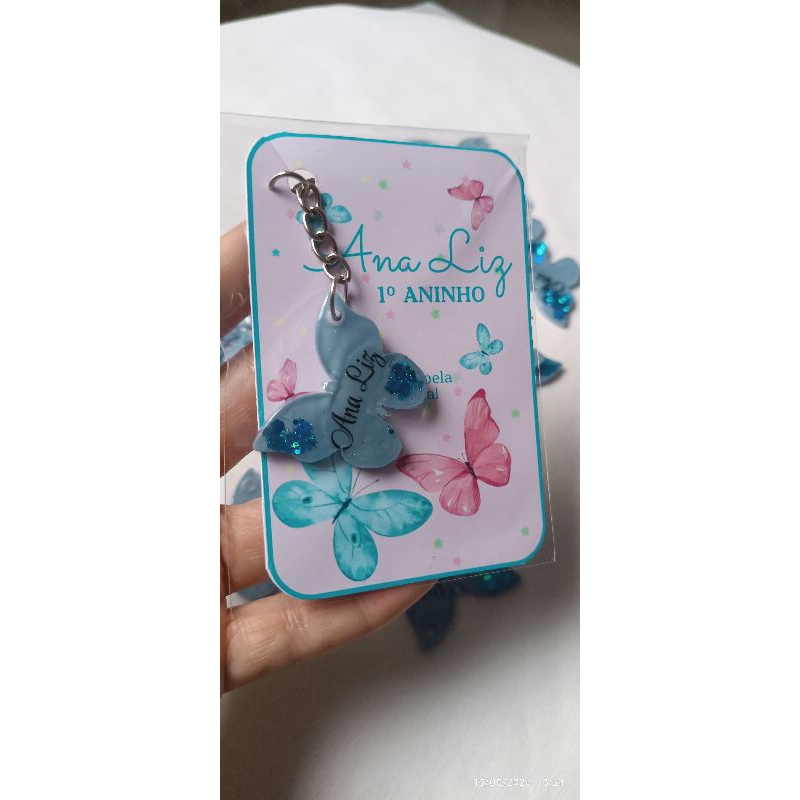 Chaveiro Borboleta personalizado para lembrancinhas de aniversario, cha de bebe. Acompanha TAG personalizada.