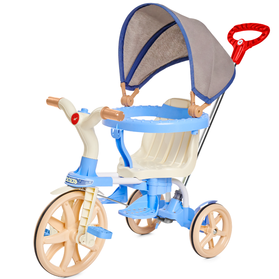 Triciclo Infantil Ciclito 3 em 1 Carrinho de Passeio com Pedal e Haste Bicicleta com Capota Calesita