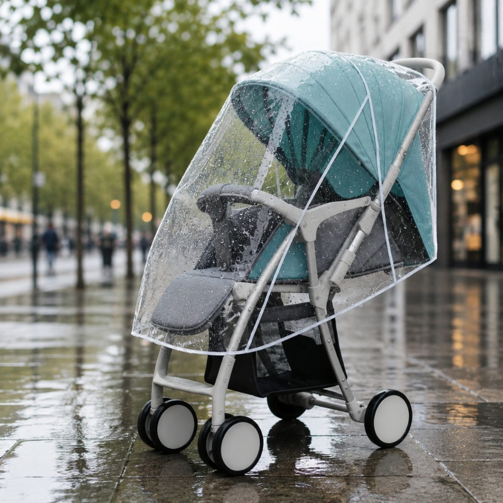Capa De Chuva Universal Para Carrinho De Bebê Transparente Impermeável Com Ventilação