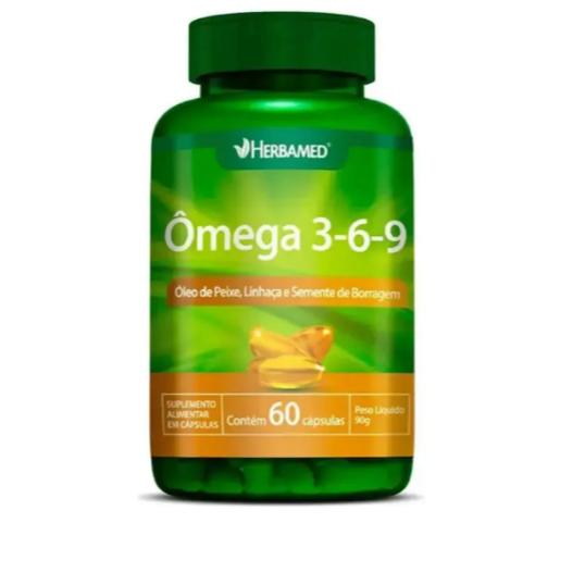 Ômega 3,6 9 Linhaça+óleo de peixe+semente de borragem - 60 Cáps Herbamed