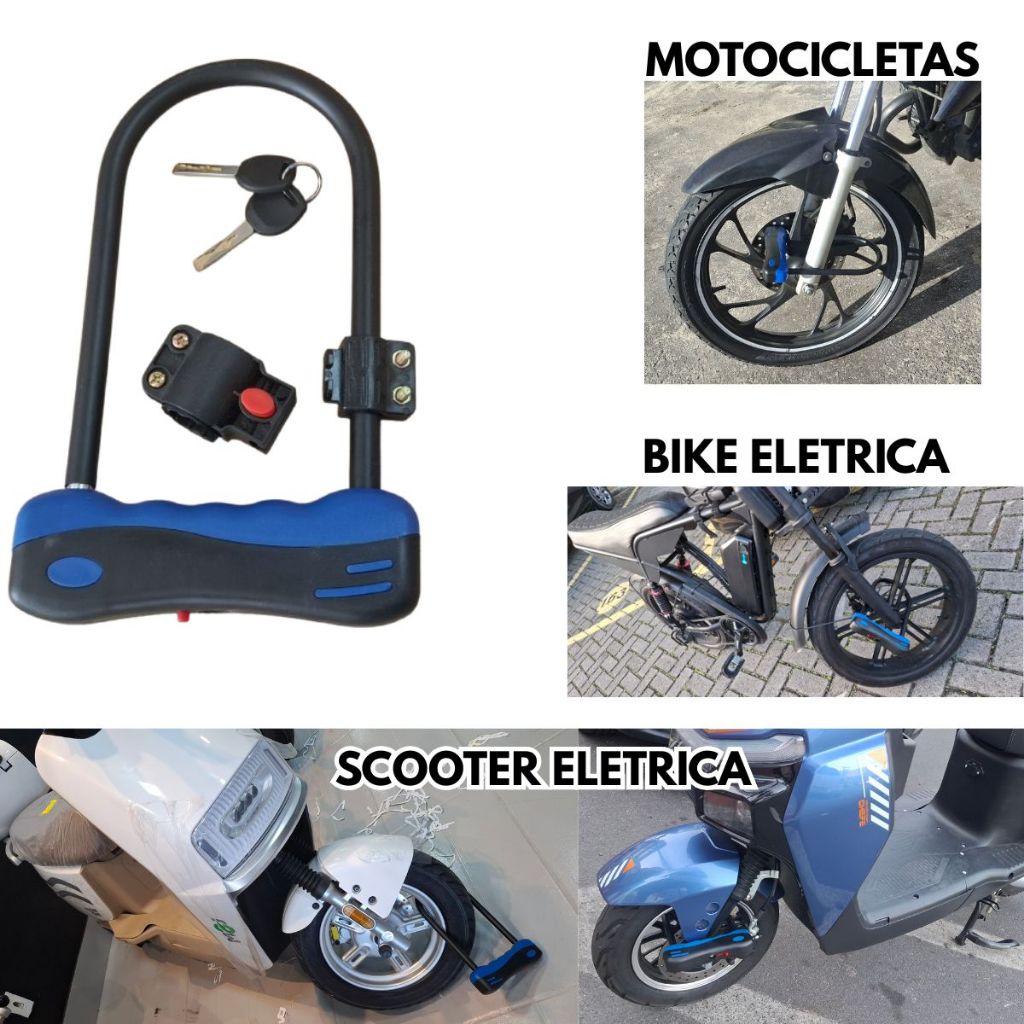 CADEADO TRAVA TIPO U-LOCK P/ BICICLETA/ MOTOCICLETA BIKE ELETRICA