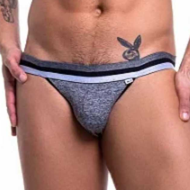 cueca jockstrap cinza tricolor