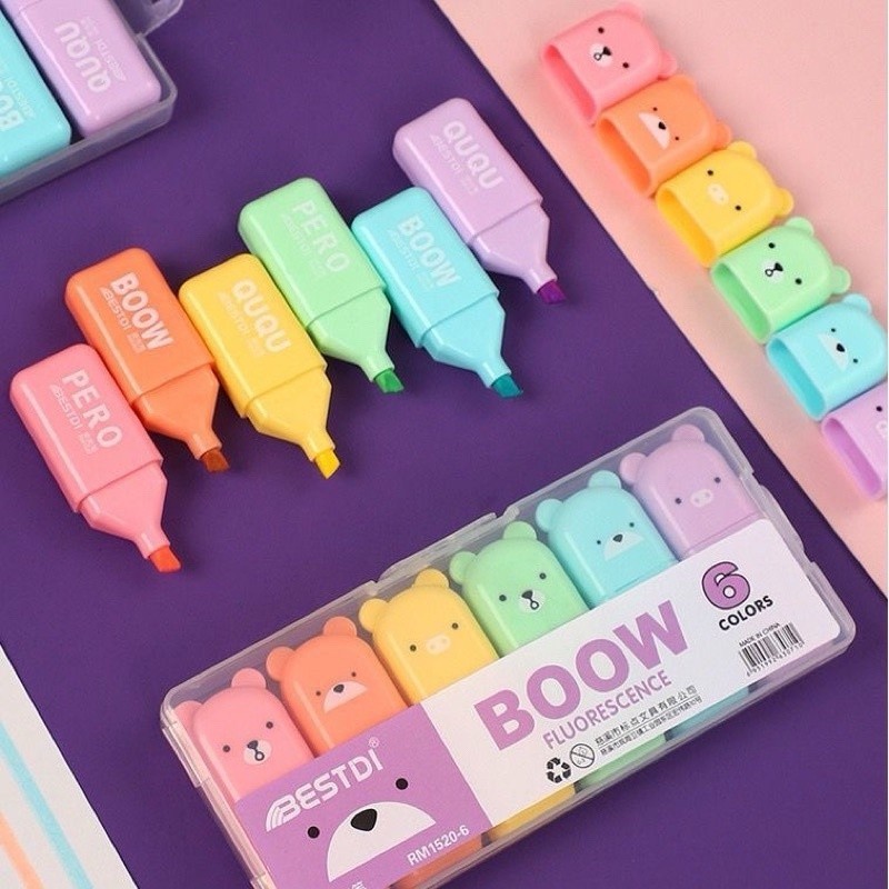 Kit Com 6 peças Marca Texto Formado Animais Urso Bestdi Boow