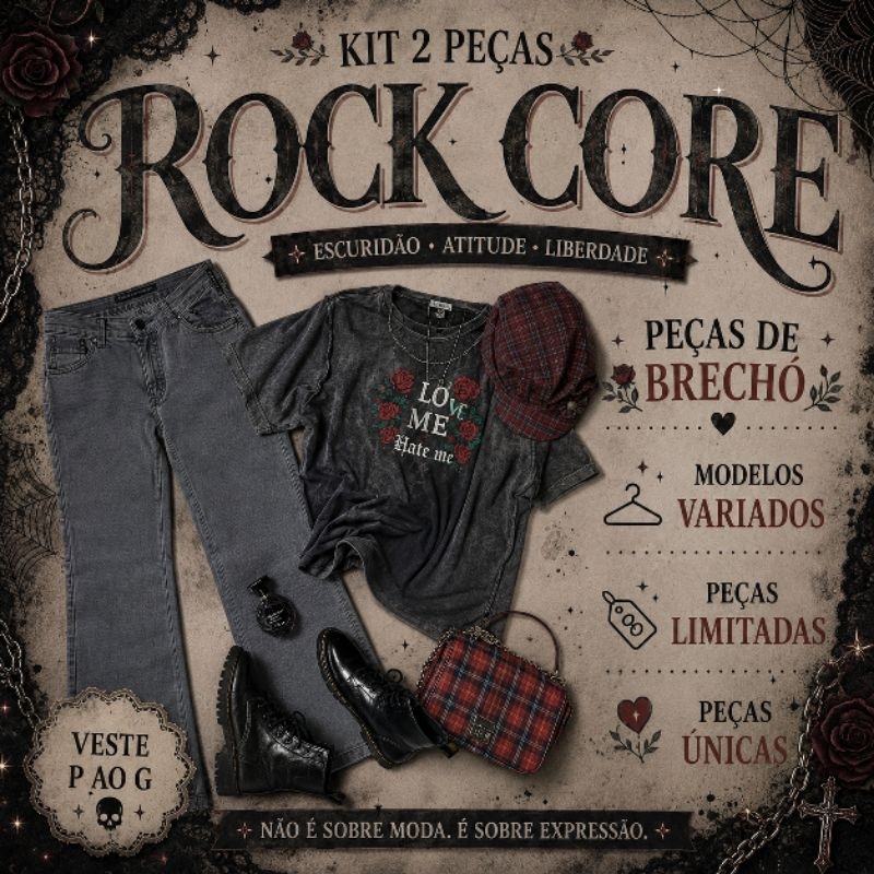 Saia Bory Blusa Calça Vestido Feminina Estilo gothcore grunge Roupas pretas rock Moda Básica Casual moda feminina brecho