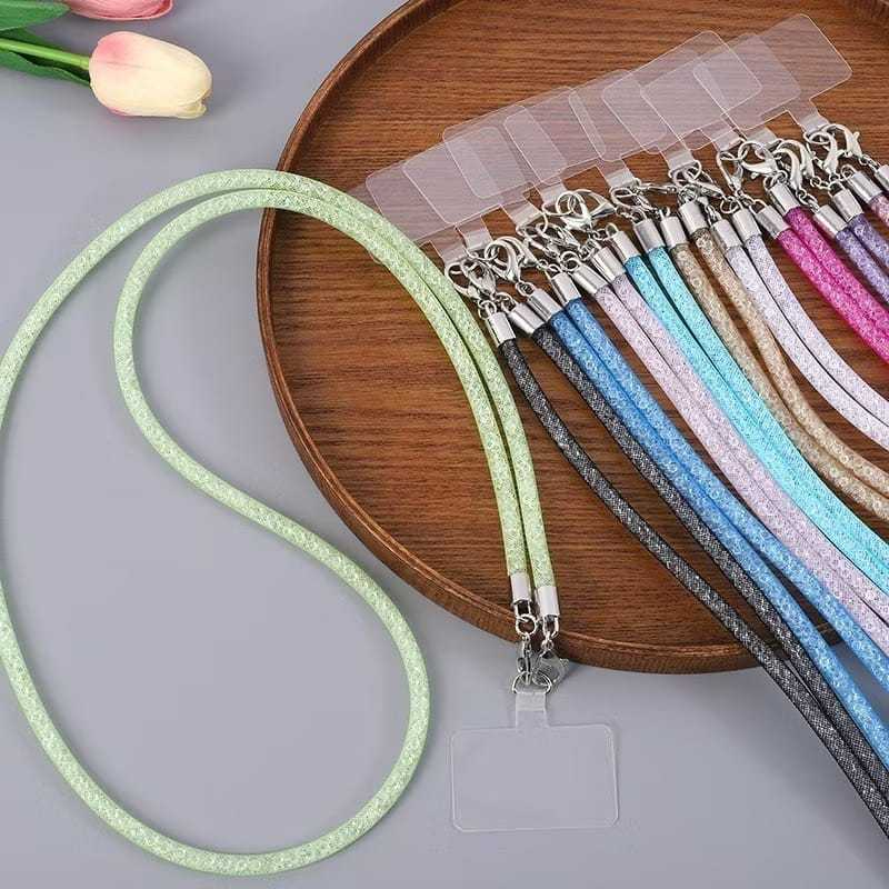 Cordão Anti Roubo Strass Brilhante para Celular, Alça Pescoço, Acessórios Chaveiro