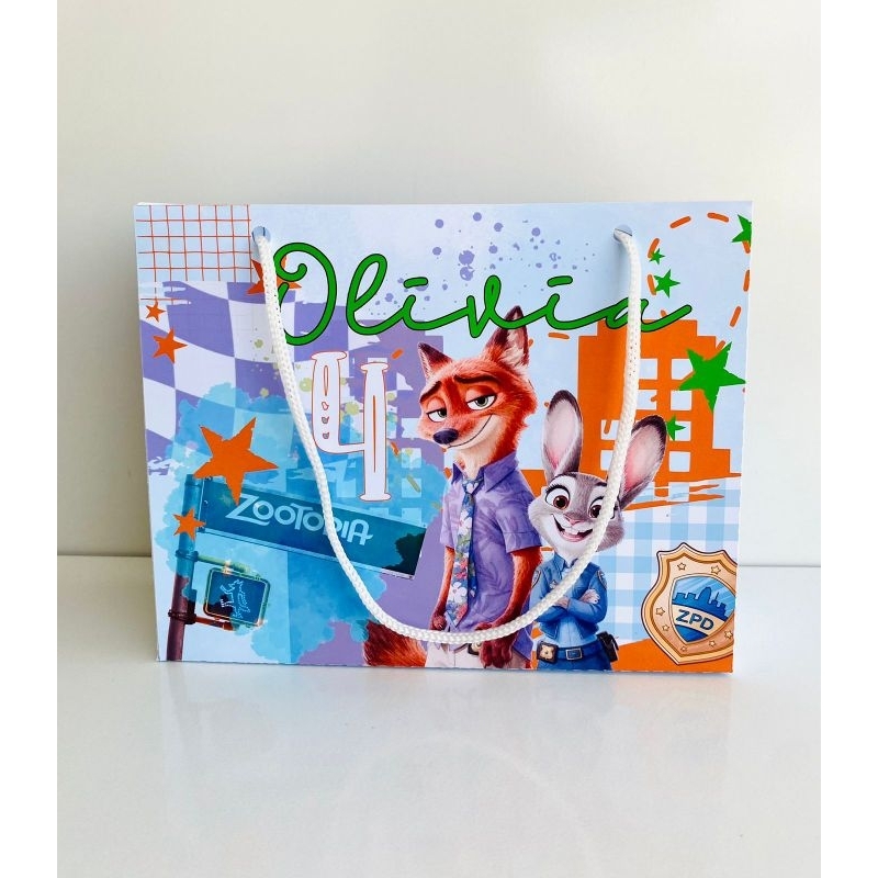Sacolinha Personalizada Tema Zootopia PEGUE E MONTE Festa Infantil Lembrancinha Aniversário Envio Rápido
