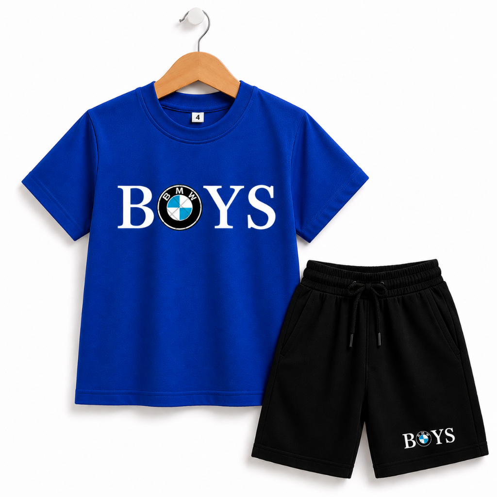 Conjunto Infantil Básico Estiloso – Camiseta Boys + Short Estampado Confortável