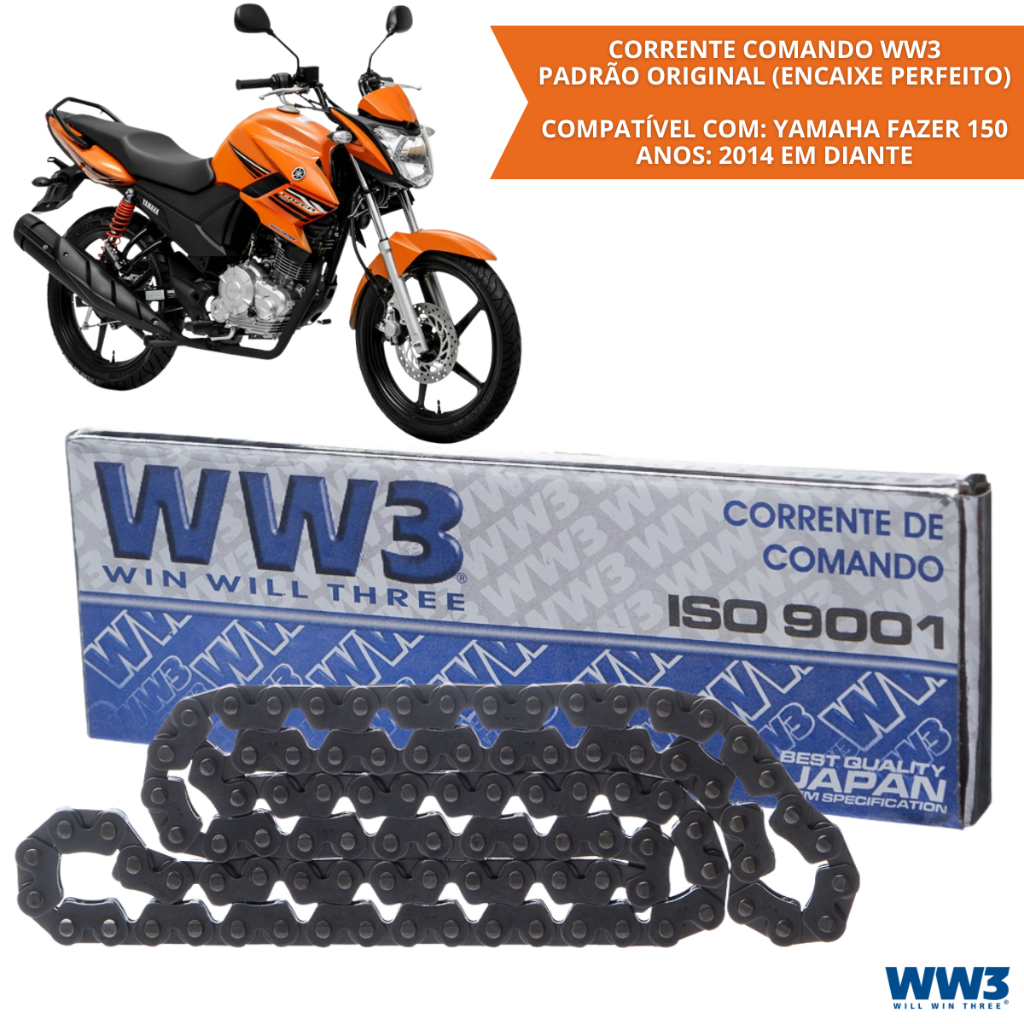 Corrente Comando 96 Elos Yamaha Fazer 150 Factor 150 Crosser 150 YBR Factor 125 Inj WW3