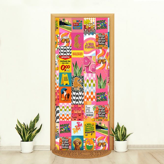 Capa de Porta Tecido Sublimado Decoração Lambe Lambe Diversos Medidas