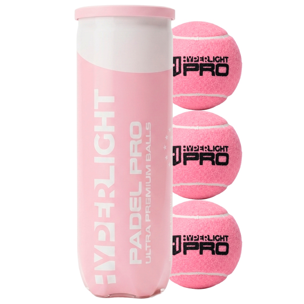 Tubo 3 Bola de Padel Hyperlight Pro Rosa Bolinha Premium Feltro Oficial Padrão Profissional Treino