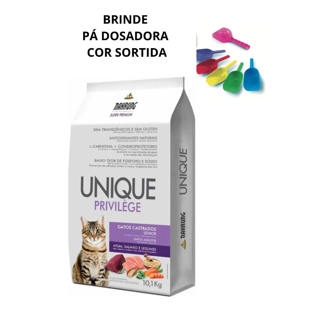 KIT 2 PACOTES RAÇÃO UNIQUE PRIVILÉGE GATOS CASTRADOS SENIOR 2 KG CADA