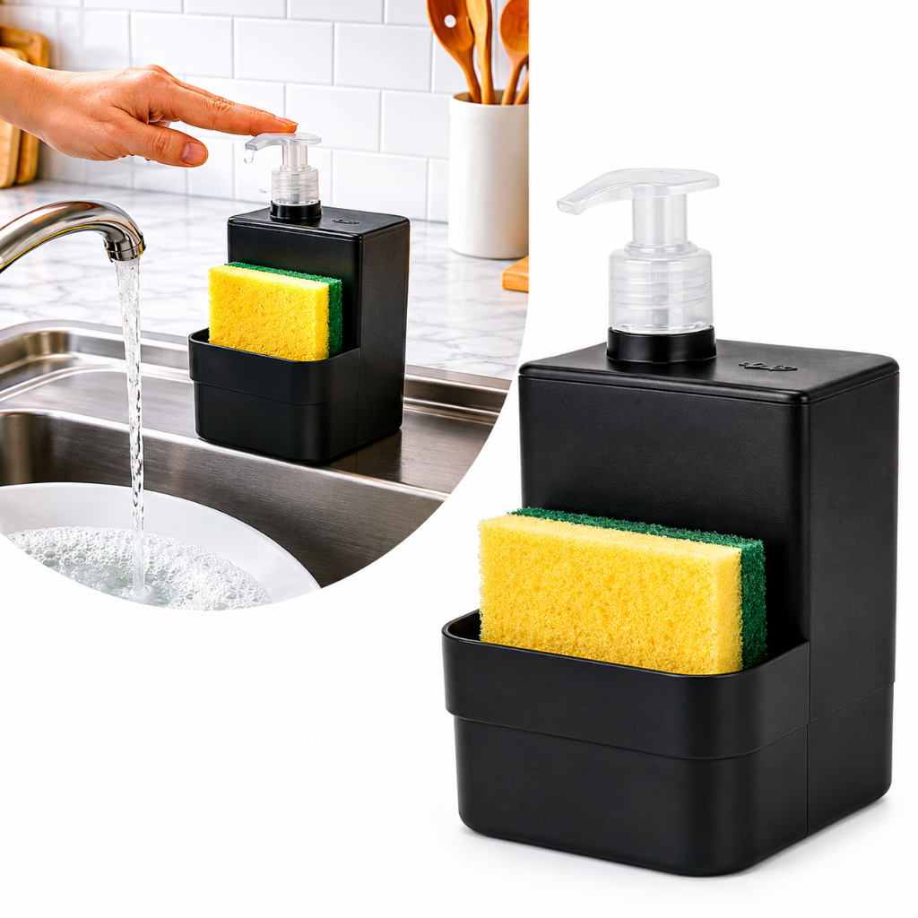Dispenser Porta Detergente Com Suporte Para Esponja Trium OU