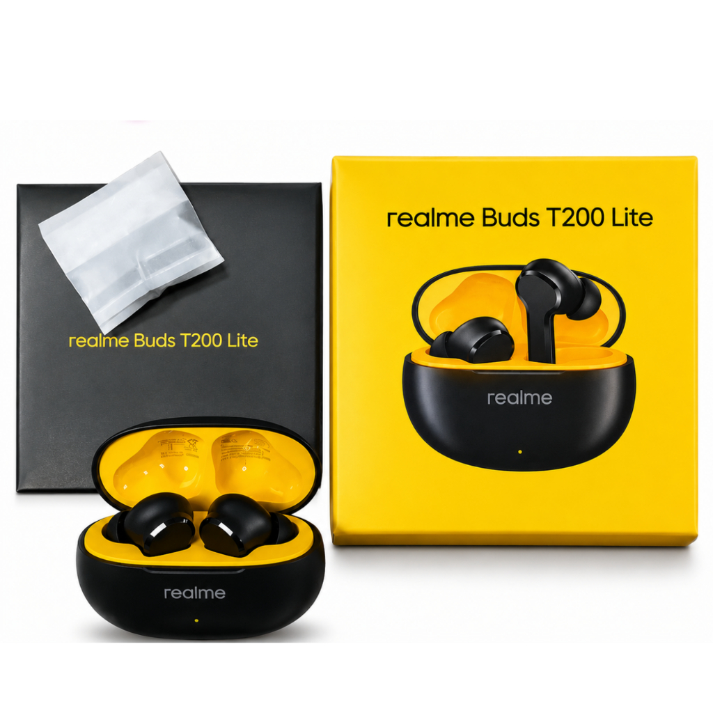 Fone Bluetooth Realme Buds T200 Lite Original IPX4 Resistente Água Bluetooth 5.4 45H Bateria Gamer