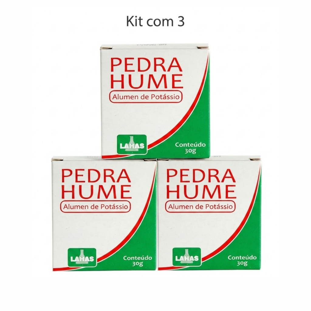 Pedra Hume 30g Kit 3 Unidades Pós Barba Hemostático Natural Cicatrizante Adstringente